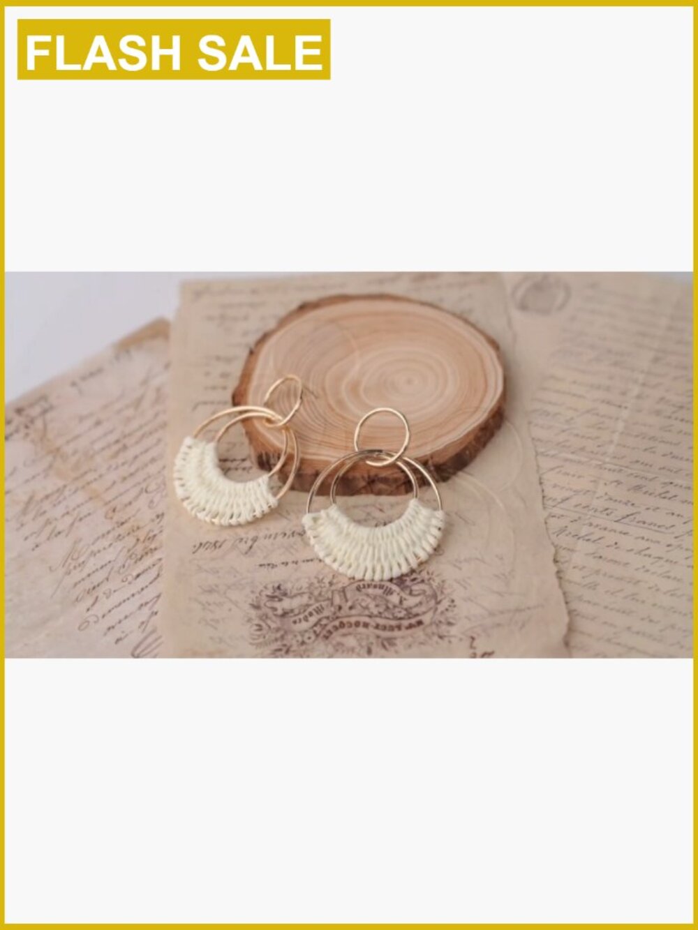 Boho Raffia Dangle Earrings Handmade Straw Wicker Lightweight Geometric Drop - Picture 7 of 7